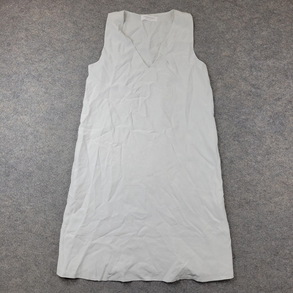 Everlane Dress Womens 2 White Sleeveless V Neck Tank Shift Minimalist Casual